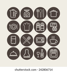 Set of simple icons for kitchen and cooking