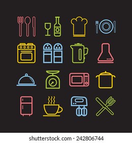 Set of simple icons for kitchen and cooking