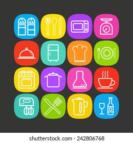 Set of simple icons for kitchen and cooking