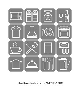 Set of simple icons for kitchen and cooking