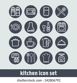 Set of simple icons for kitchen and cooking