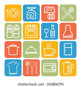 Set of simple icons for kitchen and cooking