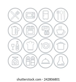 Set of simple icons for kitchen and cooking