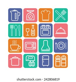 Set of simple icons for kitchen and cooking