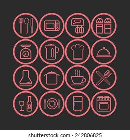 Set of simple icons for kitchen and cooking