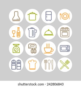 Set of simple icons for kitchen and cooking