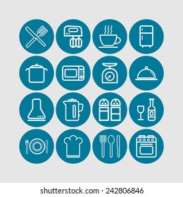 Set of simple icons for kitchen and cooking