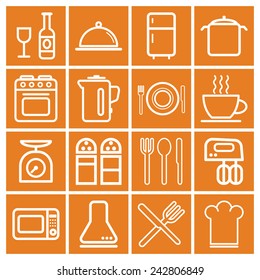 Set of simple icons for kitchen and cooking