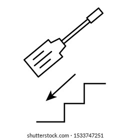Set of simple icons with kitchen spatula and ladder with arrow