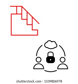 Set of simple icons with ladder and data storage
