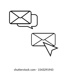 A set of simple icons with the letter and the mouse pointer and message