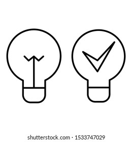Set of simple icons with light bulb and idea