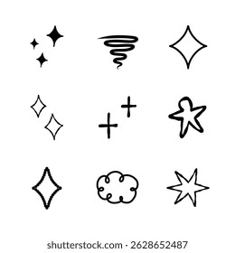 Set of simple icons, magic, star, moon and other elements vector illustration