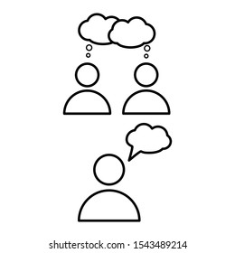 Set of simple icons with man and dialog box