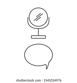 A set of simple icons with a mirror and a dialog box