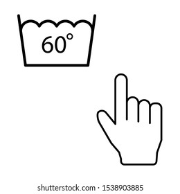 Set of simple icons with mouse pointer and 60 degree water temperature