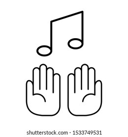 Set of simple icons with musical note and hand palms