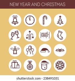 Set of simple icons for New Year and Christmas