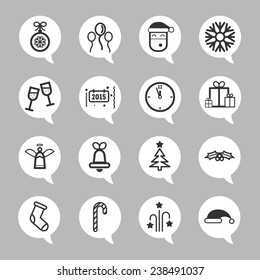 Set of simple icons for New Year and Christmas