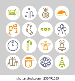 Set of simple icons for New Year and Christmas