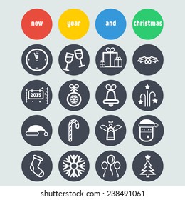 Set of simple icons for New Year and Christmas