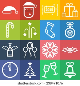 Set of simple icons for New Year and Christmas
