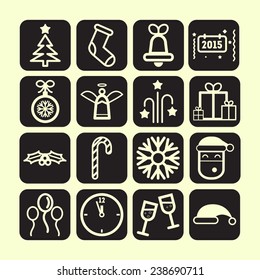 Set of simple icons for New Year and Christmas