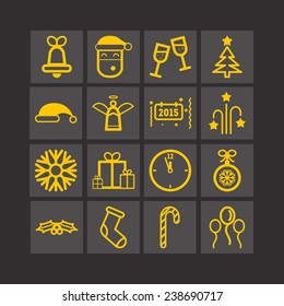 Set of simple icons for New Year and Christmas