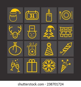 Set of simple icons for New Year and Christmas