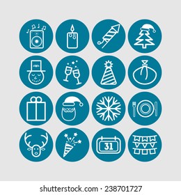 Set of simple icons for New Year and Christmas