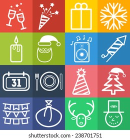 Set of simple icons for New Year and Christmas