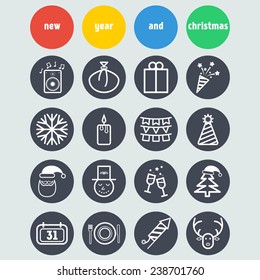 Set of simple icons for New Year and Christmas