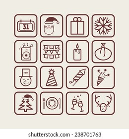 Set of simple icons for New Year and Christmas