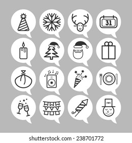 Set of simple icons for New Year and Christmas