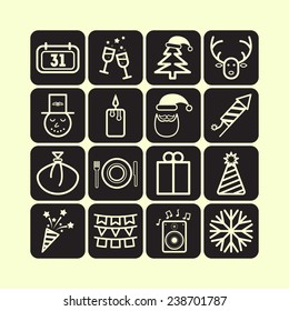 Set of simple icons for New Year and Christmas