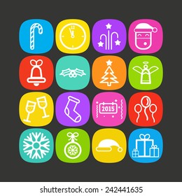 Set of simple icons for New Year and Christmas