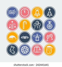 Set of simple icons for New Year and Christmas