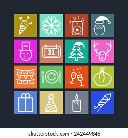 Set of simple icons for New Year and Christmas