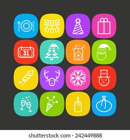 Set of simple icons for New Year and Christmas