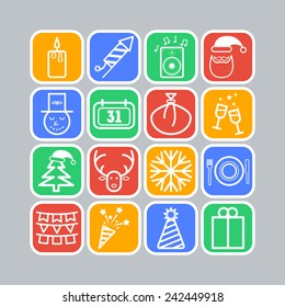 Set of simple icons for New Year and Christmas