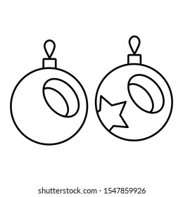 Set of simple icons with New Year's toys for the Christmas tree.