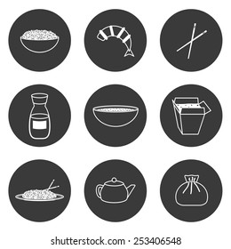 Set of simple icons on chinese cuisine theme for your design