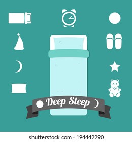 set of simple icons on a theme night of sleep and dreams