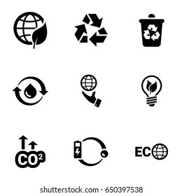 Set of simple icons on a theme Ecology, cleanliness, energy, vector, set. White background