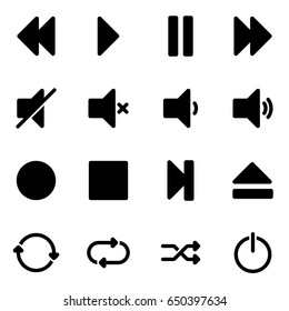 Set of simple icons on a theme Media player, vector, set. White background