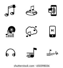 Set of simple icons on a theme Music, sound , vector, set. White background
