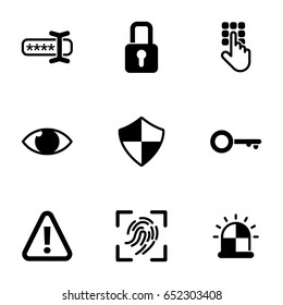Conjunto de iconos simples en una Contraseña temática, autorización, protección, datos personales, Vector, conjunto. El fondo blanco