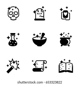 Set of simple icons on a theme Magic, Magician, Magic , vector, set. White background