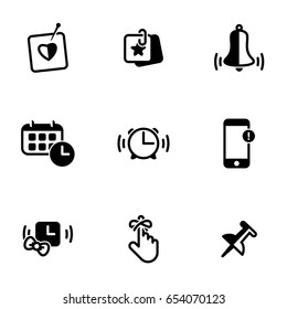 Set of simple icons on a theme Reminder, notice, attention, vector, set. White background