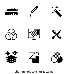 Set of simple icons on a theme Graphic design, drawing, tools, vector, set. White background